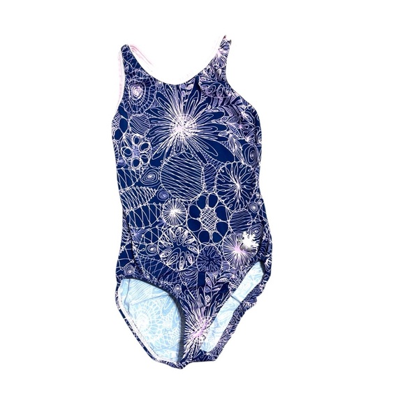 Snowflake Leotard size child medium doodles design blue and pink - Picture 2 of 9